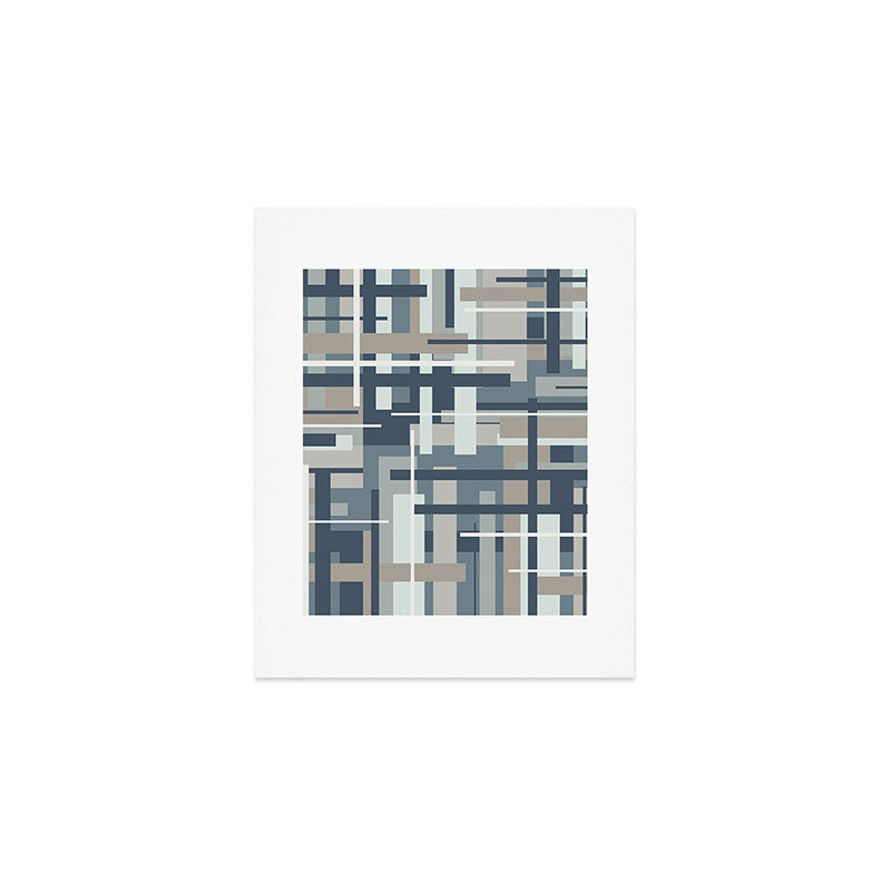 Frank - Mid Century Modern Geometric Pattern in Neutral Blue Gray Art Print Gallery Image 1