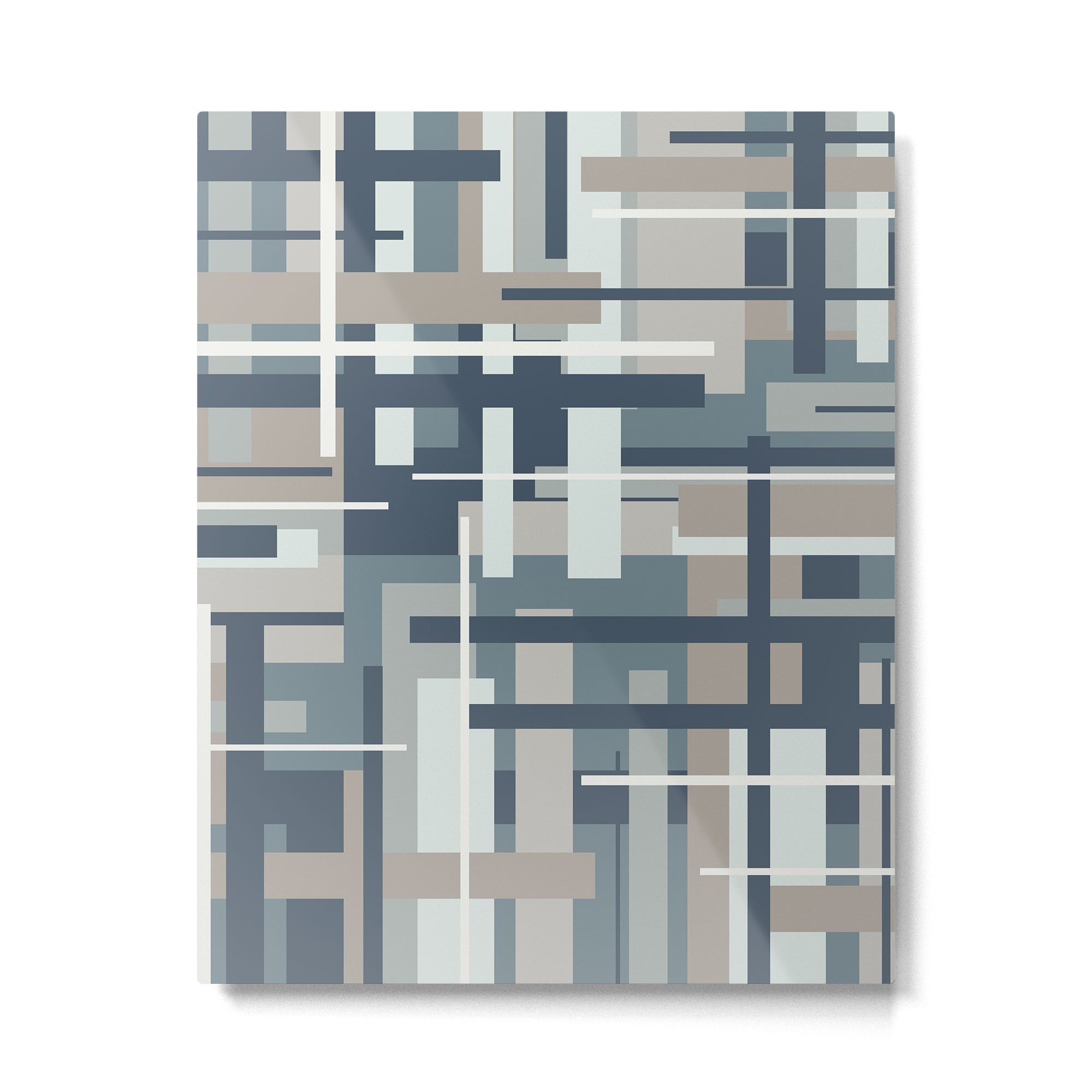 Frank - Mid Century Modern Geometric Pattern in Neutral Blue Gray Metal Print Gallery Image 6