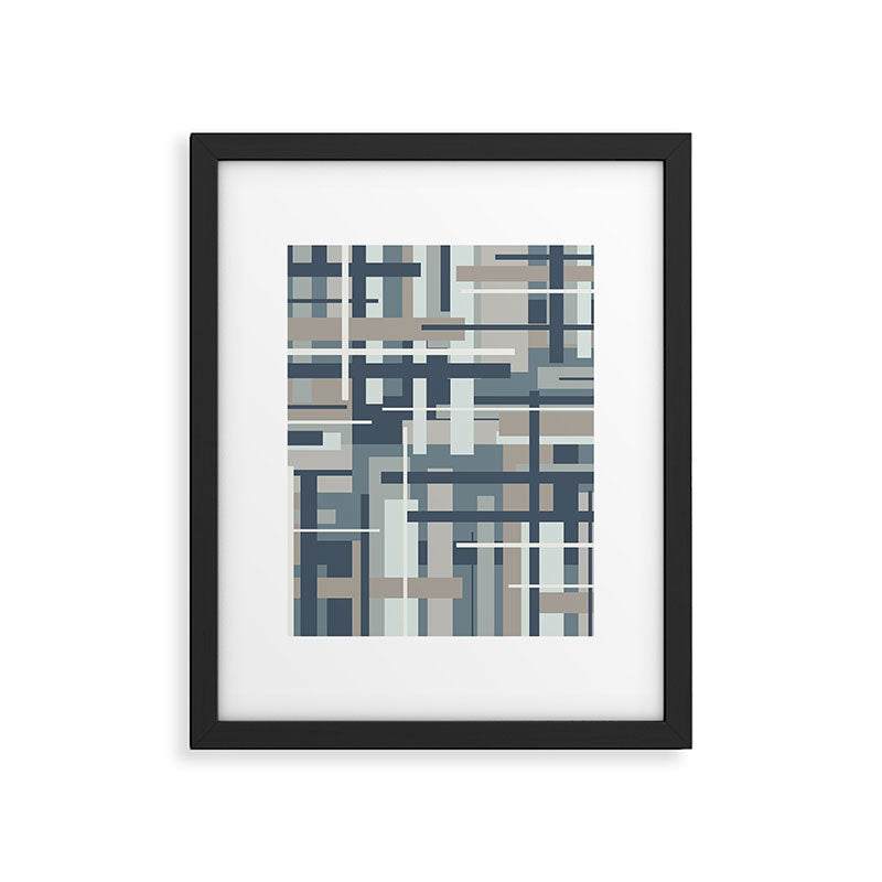 Frank - Mid Century Modern Geometric Pattern in Neutral Blue Gray Framed Art Print Gallery Image 6