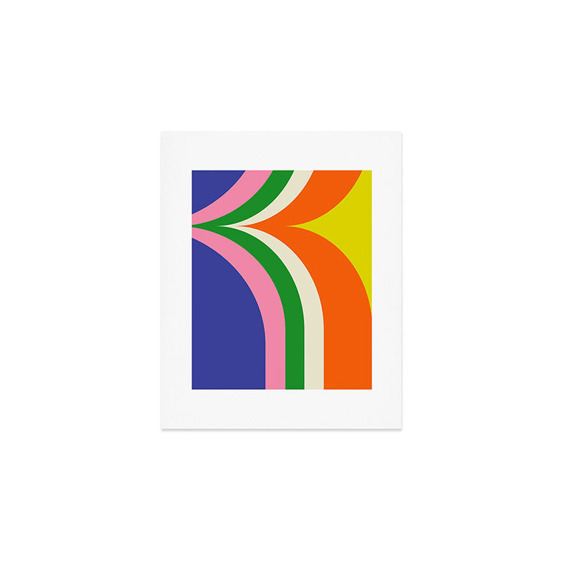 Fun Bold Colorful Retro Curves Abstract Art Print Gallery Image 1