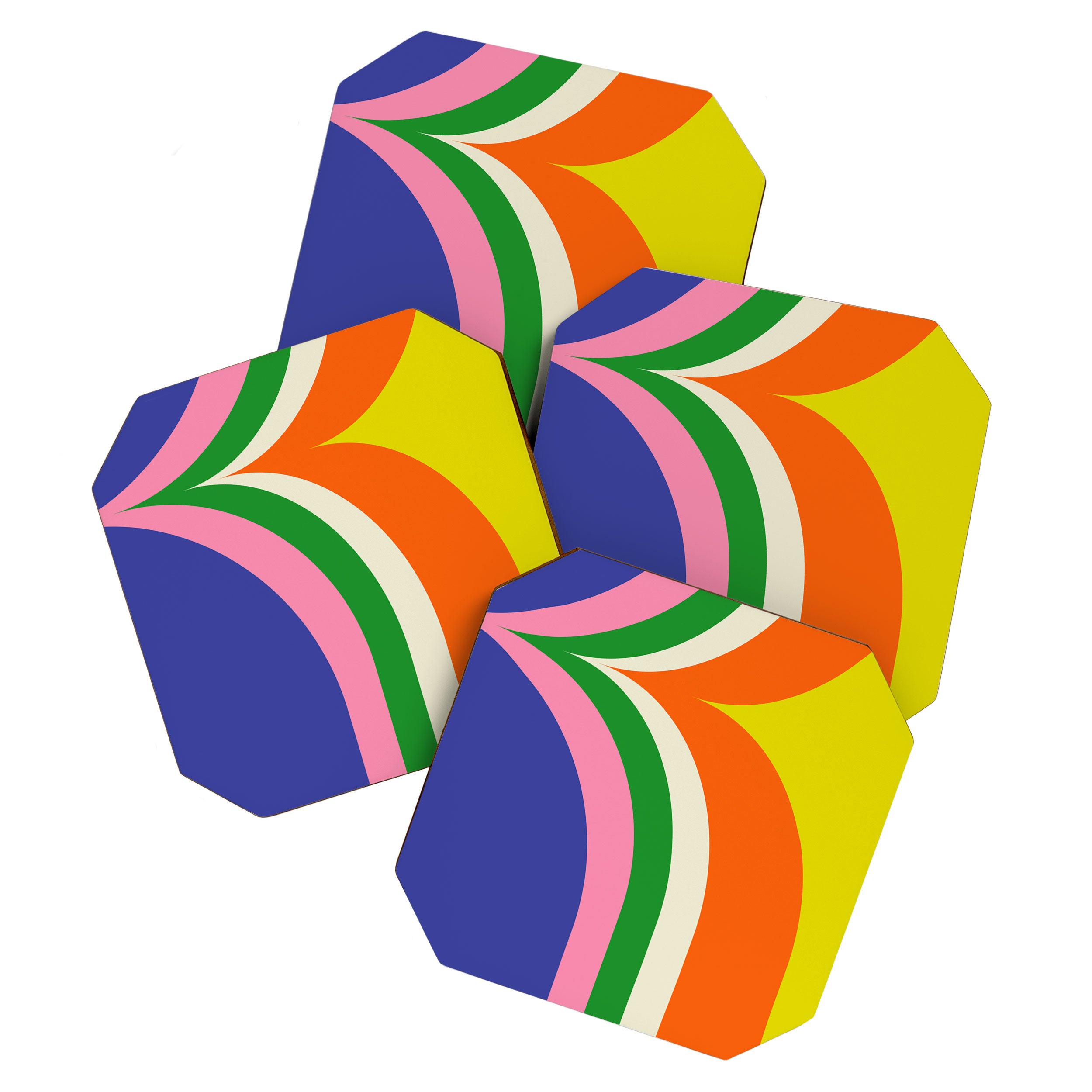 Fun Bold Colorful Retro Curves Abstract Coaster Gallery Image 1