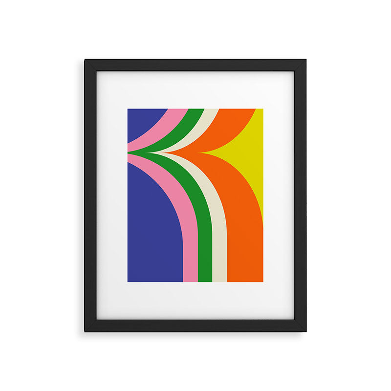 Fun Bold Colorful Retro Curves Abstract Framed Art Print Gallery Image 6