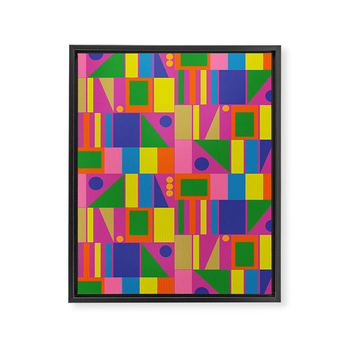 Fun Colorful Mid Century Modern Modtastic Abstract Geometric Pattern Framed Canvas Print Gallery Image 1