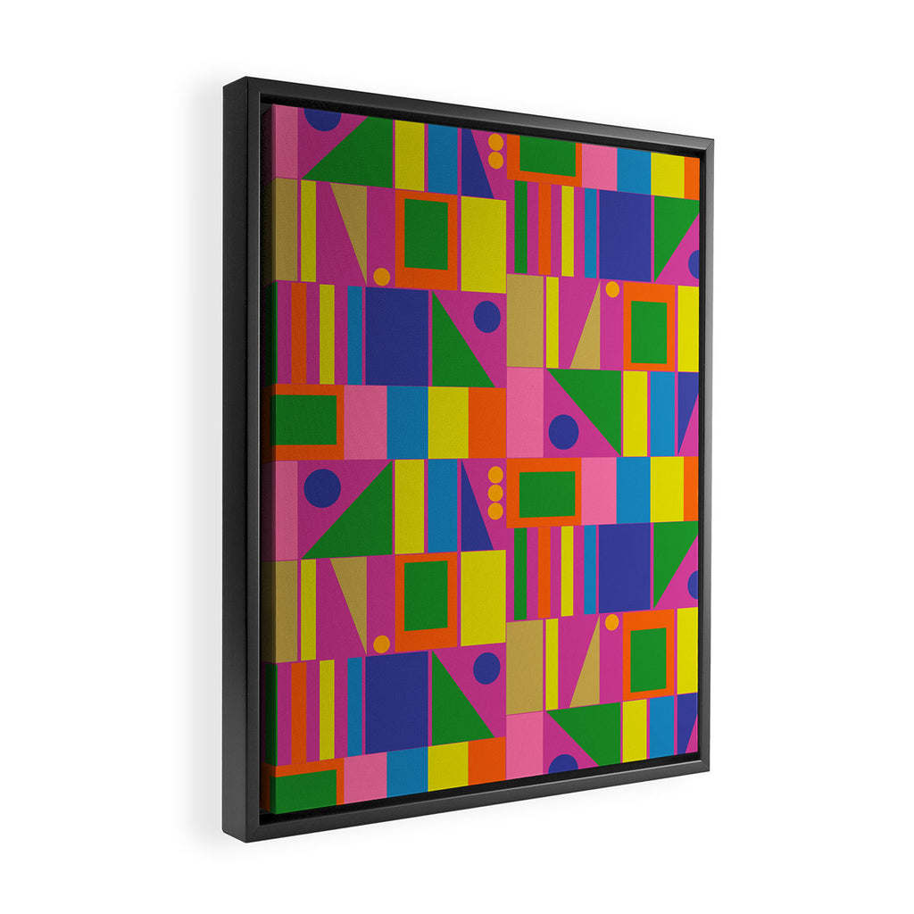 Fun Colorful Mid Century Modern Modtastic Abstract Geometric Pattern Framed Canvas Print Gallery Image 2
