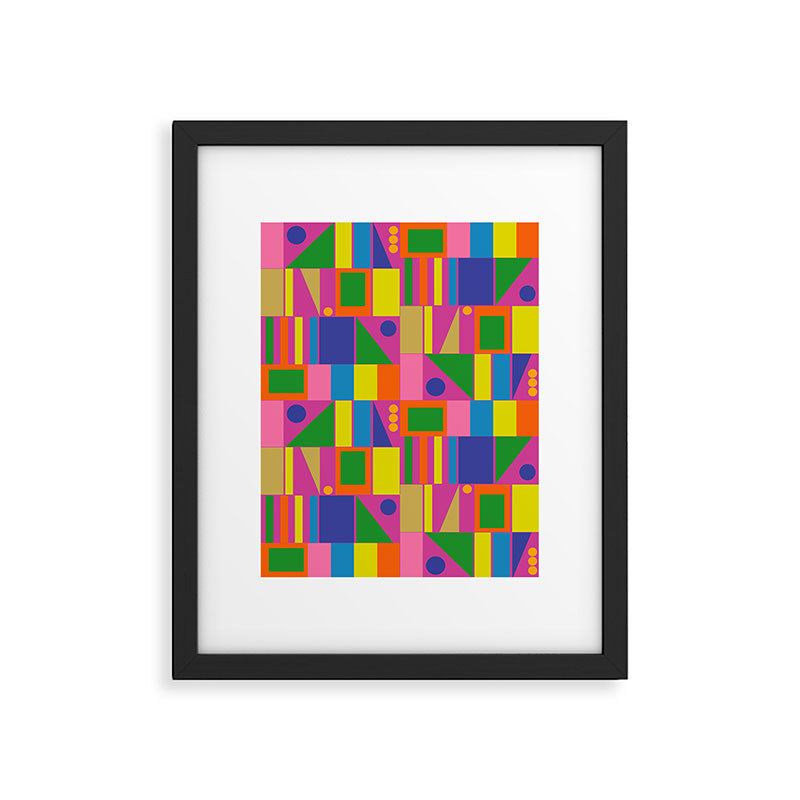 Fun Colorful Mid Century Modern Modtastic Abstract Geometric Pattern Framed Art Print Gallery Image 5