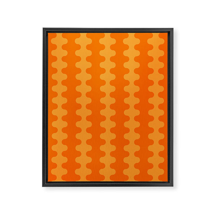 Fun Ogee A-Go-Go Pop Stripes Retro Contemporary Vertical Pattern in Double Orange Framed Canvas Print Gallery Image 1