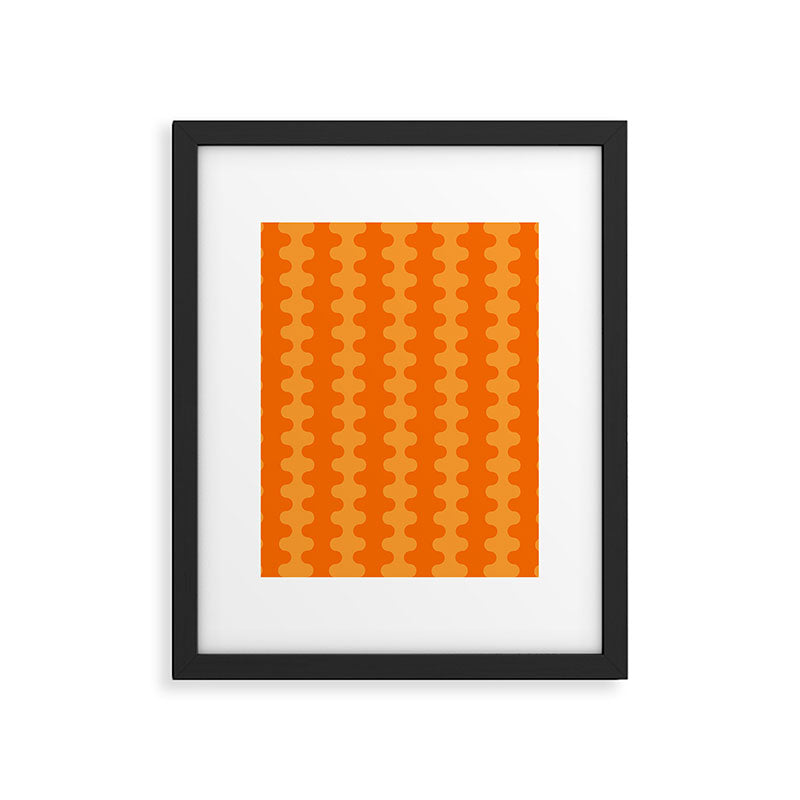 Fun Ogee A-Go-Go Pop Stripes Retro Contemporary Vertical Pattern in Double Orange Framed Art Print Gallery Image 6