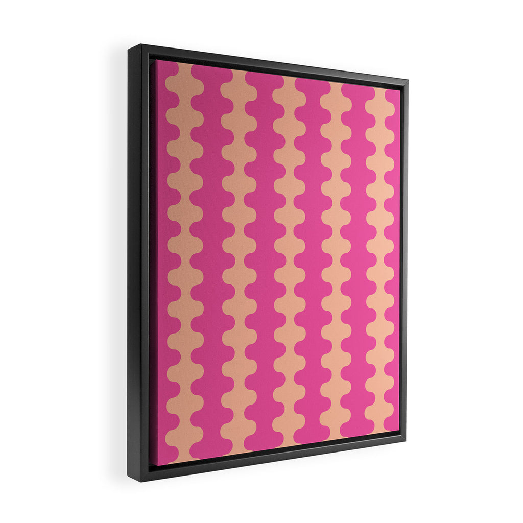 Fun Ogee A-Go-Go Pop Stripes Retro Contemporary Vertical Pattern in Pink Framed Canvas Print Gallery Image 2