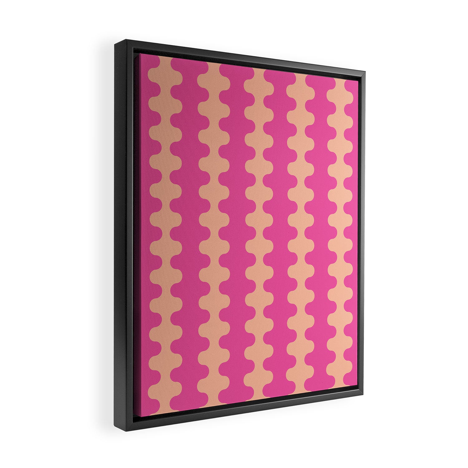 Fun Ogee A-Go-Go Pop Stripes Retro Contemporary Vertical Pattern in Pink Framed Canvas Print Gallery Image 2