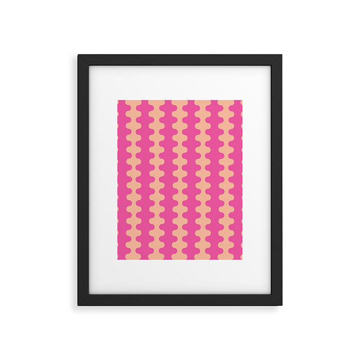 Fun Ogee A-Go-Go Pop Stripes Retro Contemporary Vertical Pattern in Pink Framed Art Print Gallery Image 1