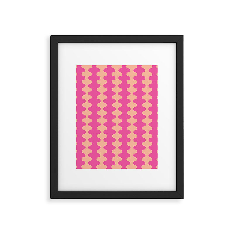 Fun Ogee A-Go-Go Pop Stripes Retro Contemporary Vertical Pattern in Pink Framed Art Print Gallery Image 6