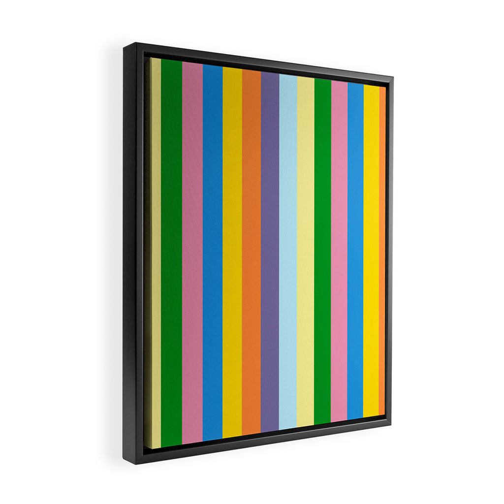 Fun Stripes Colorful Vertical Pattern Framed Canvas Print Gallery Image 2
