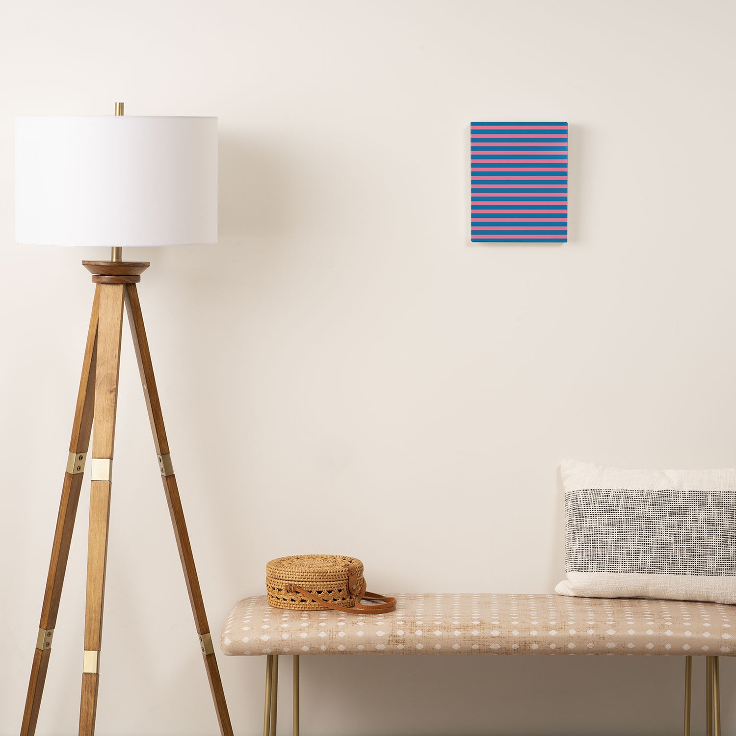 Fun Stripes Pink and Blue Narrow Retro Contemporary Stripe Pattern Canvas Print Gallery Image 2