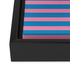 Fun Stripes Pink and Blue Narrow Retro Contemporary Stripe Pattern Framed Canvas Print Gallery Image 3