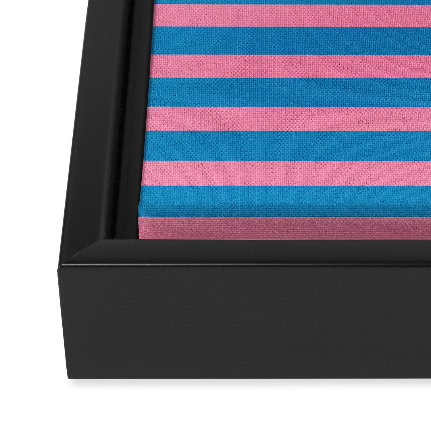 Fun Stripes Pink and Blue Narrow Retro Contemporary Stripe Pattern Framed Canvas Print Gallery Image 3