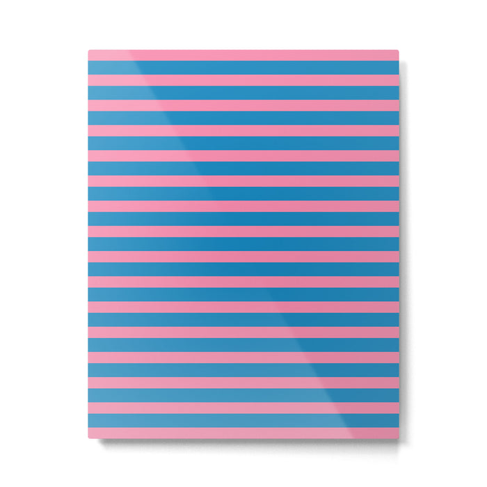 Fun Stripes Pink and Blue Narrow Retro Contemporary Stripe Pattern Metal Print Gallery Image 1