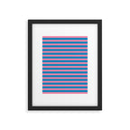 Fun Stripes Pink and Blue Narrow Retro Contemporary Stripe Pattern Framed Art Print Gallery Image 6