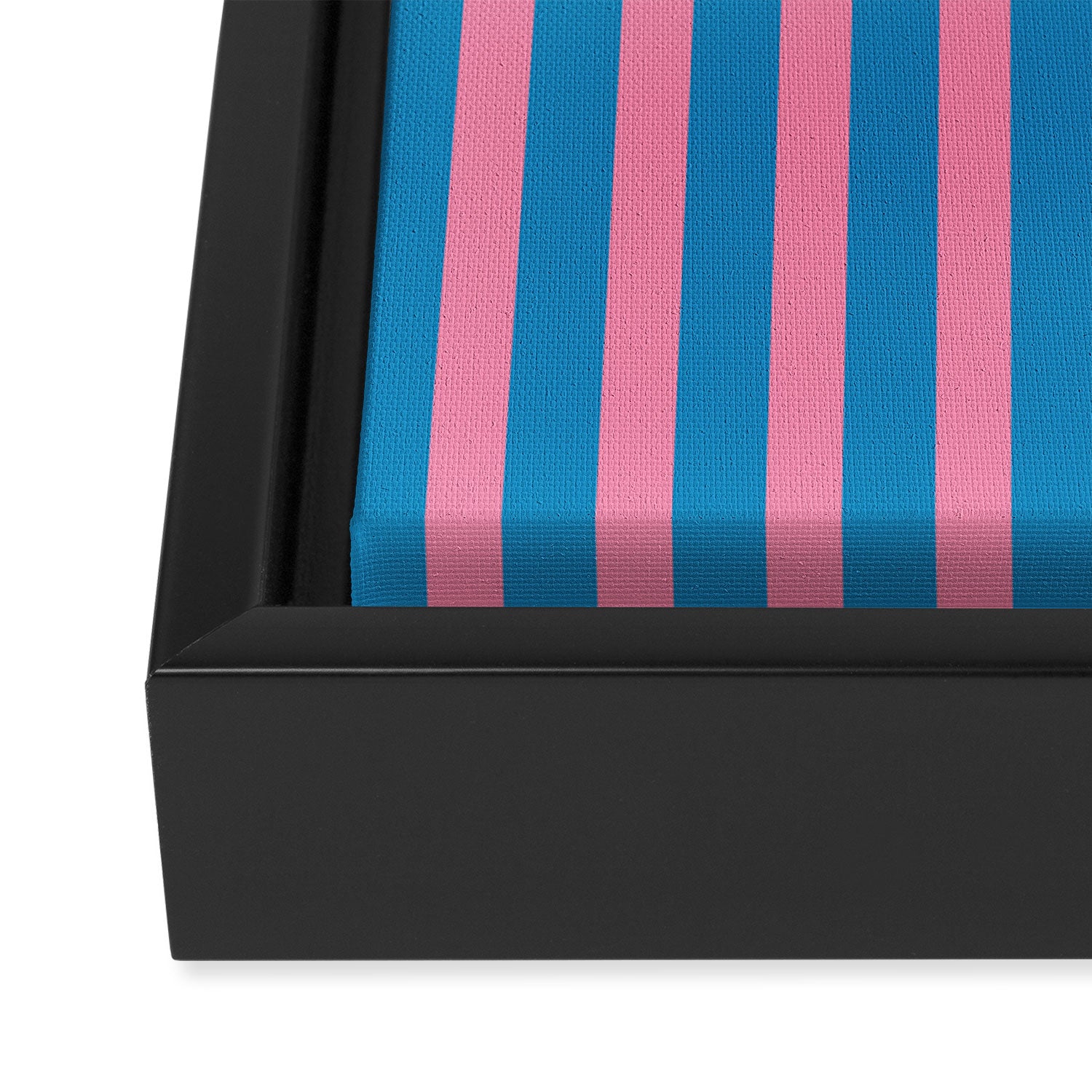 Fun Stripes Pink and Blue Narrow Vertical Retro Contemporary Stripe Pattern Framed Canvas Print Gallery Image 3