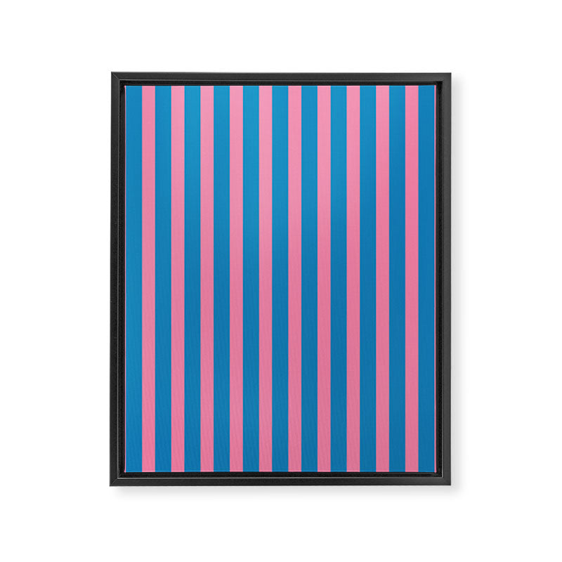 Fun Stripes Pink and Blue Narrow Vertical Retro Contemporary Stripe Pattern Framed Canvas Print Gallery Image 8