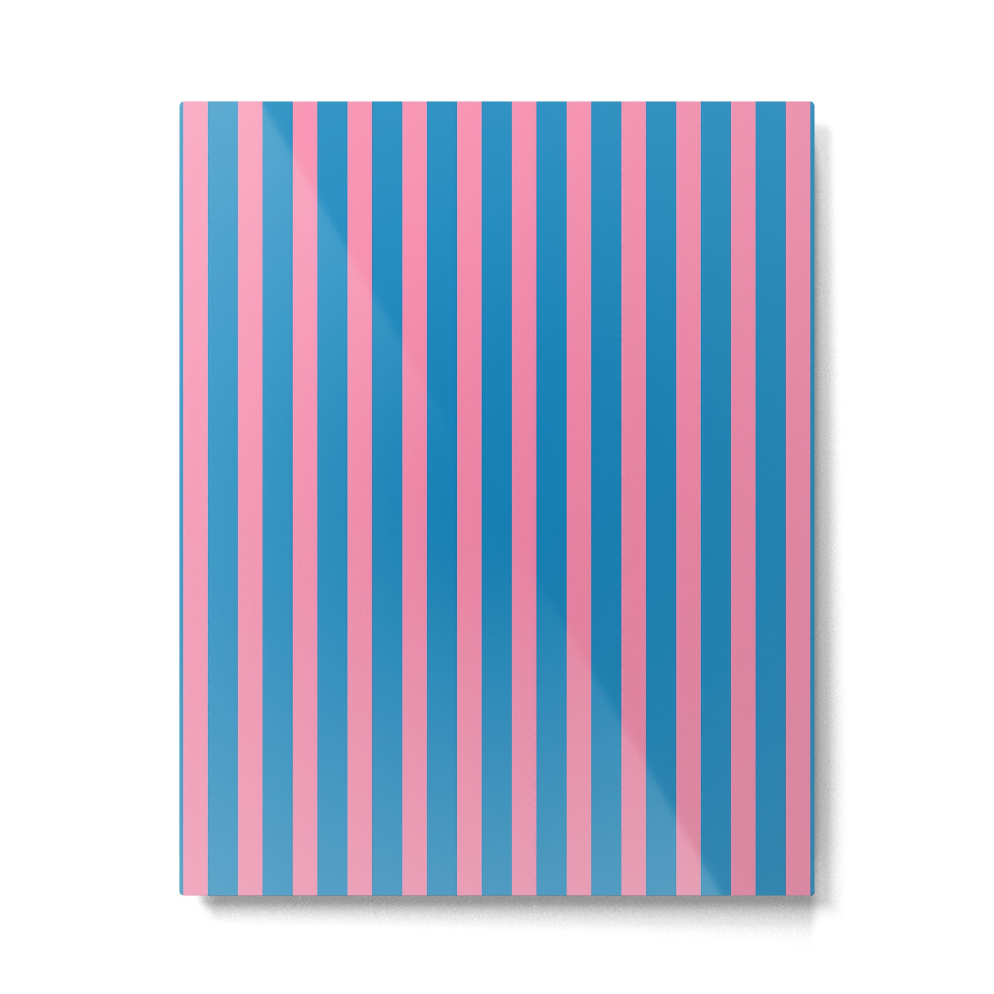 Fun Stripes Pink and Blue Narrow Vertical Retro Contemporary Stripe Pattern Metal Print Gallery Image 6