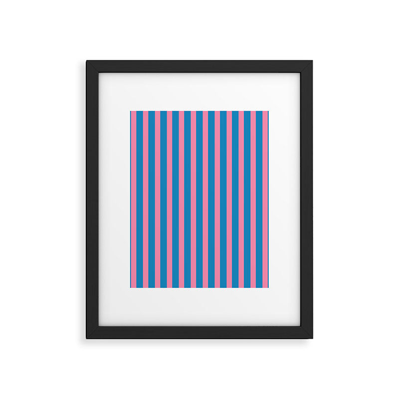 Fun Stripes Pink and Blue Narrow Vertical Retro Contemporary Stripe Pattern Framed Art Print Gallery Image 6