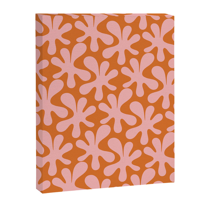 Funky Abstract Amoeba Dance Pattern Blush Pink and Orange Canvas Print Gallery Image 1