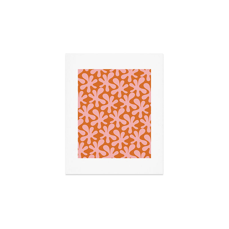 Funky Abstract Amoeba Dance Pattern Blush Pink and Orange Art Print Gallery Image 1