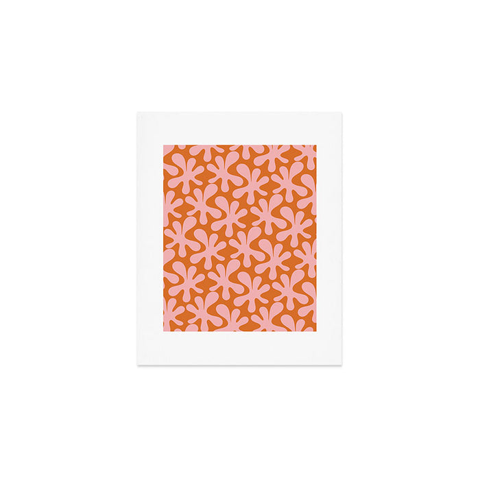 Funky Abstract Amoeba Dance Pattern Blush Pink and Orange Art Print Gallery Image 1