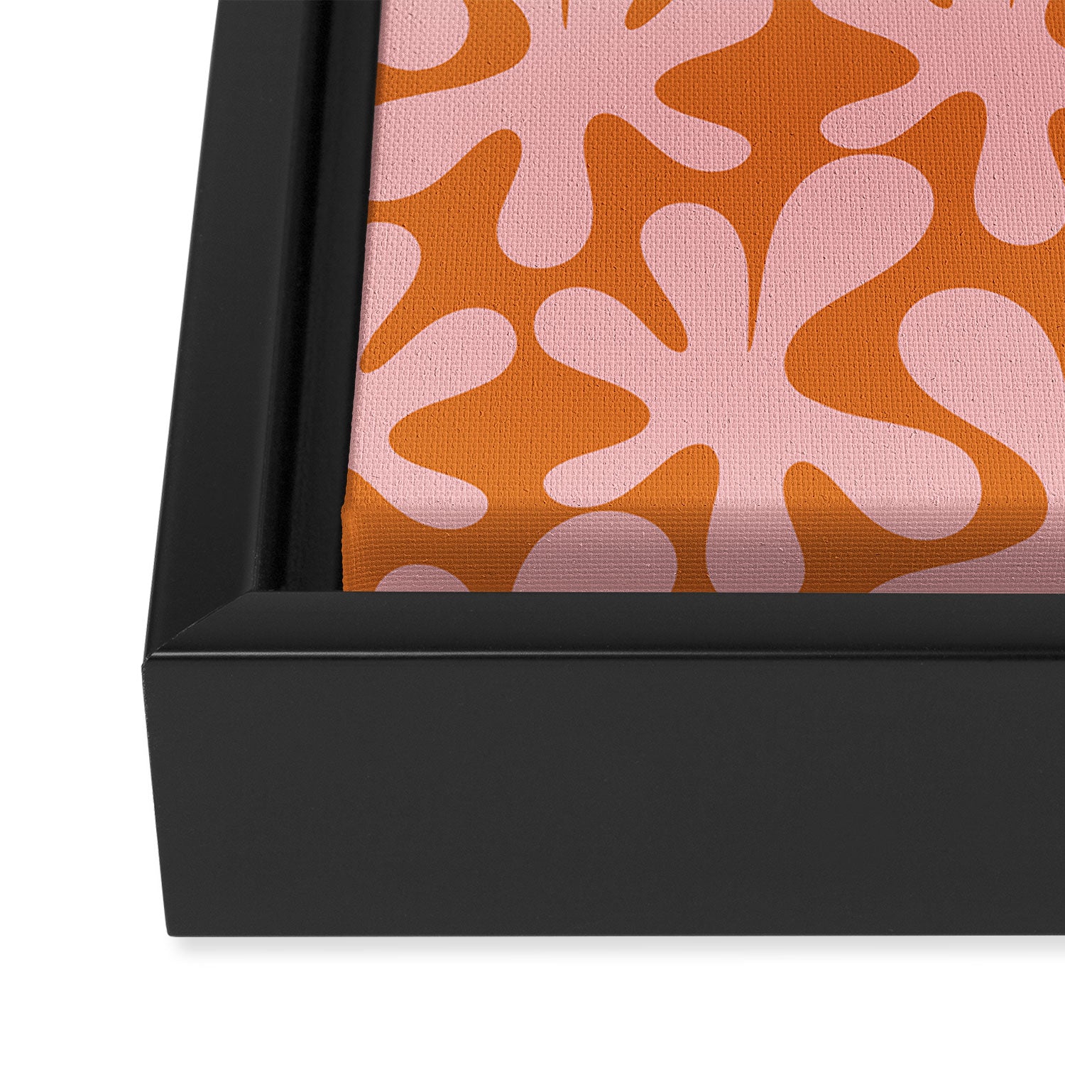 Funky Abstract Amoeba Dance Pattern Blush Pink and Orange Framed Canvas Print Gallery Image 3