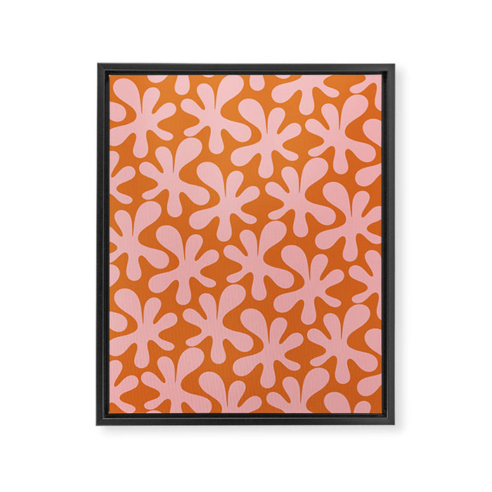 Funky Abstract Amoeba Dance Pattern Blush Pink and Orange Framed Canvas Print Gallery Image 1