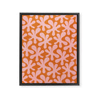 Funky Abstract Amoeba Dance Pattern Blush Pink and Orange Framed Canvas Print Gallery Image 6