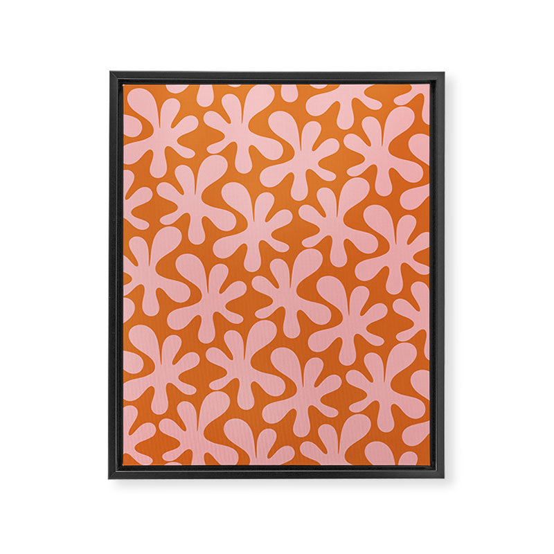 Funky Abstract Amoeba Dance Pattern Blush Pink and Orange Framed Canvas Print Gallery Image 6