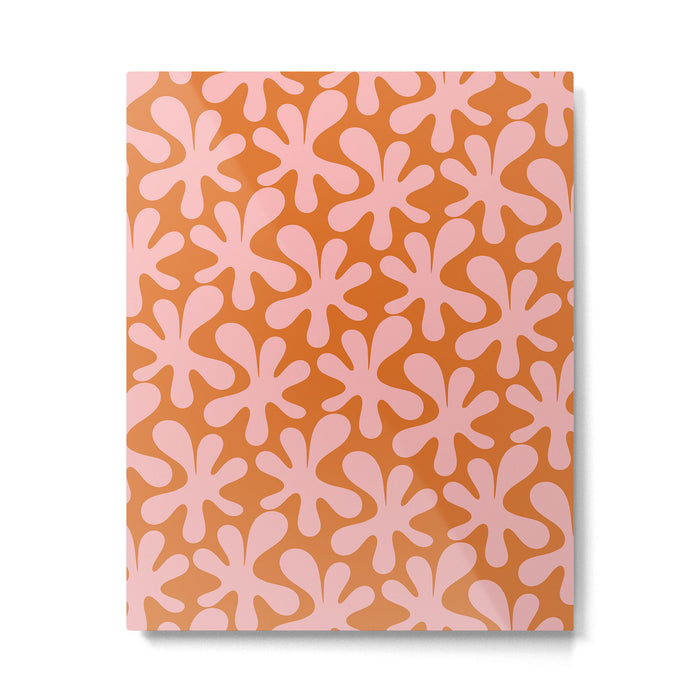 Funky Abstract Amoeba Dance Pattern Blush Pink and Orange Metal Print Gallery Image 1