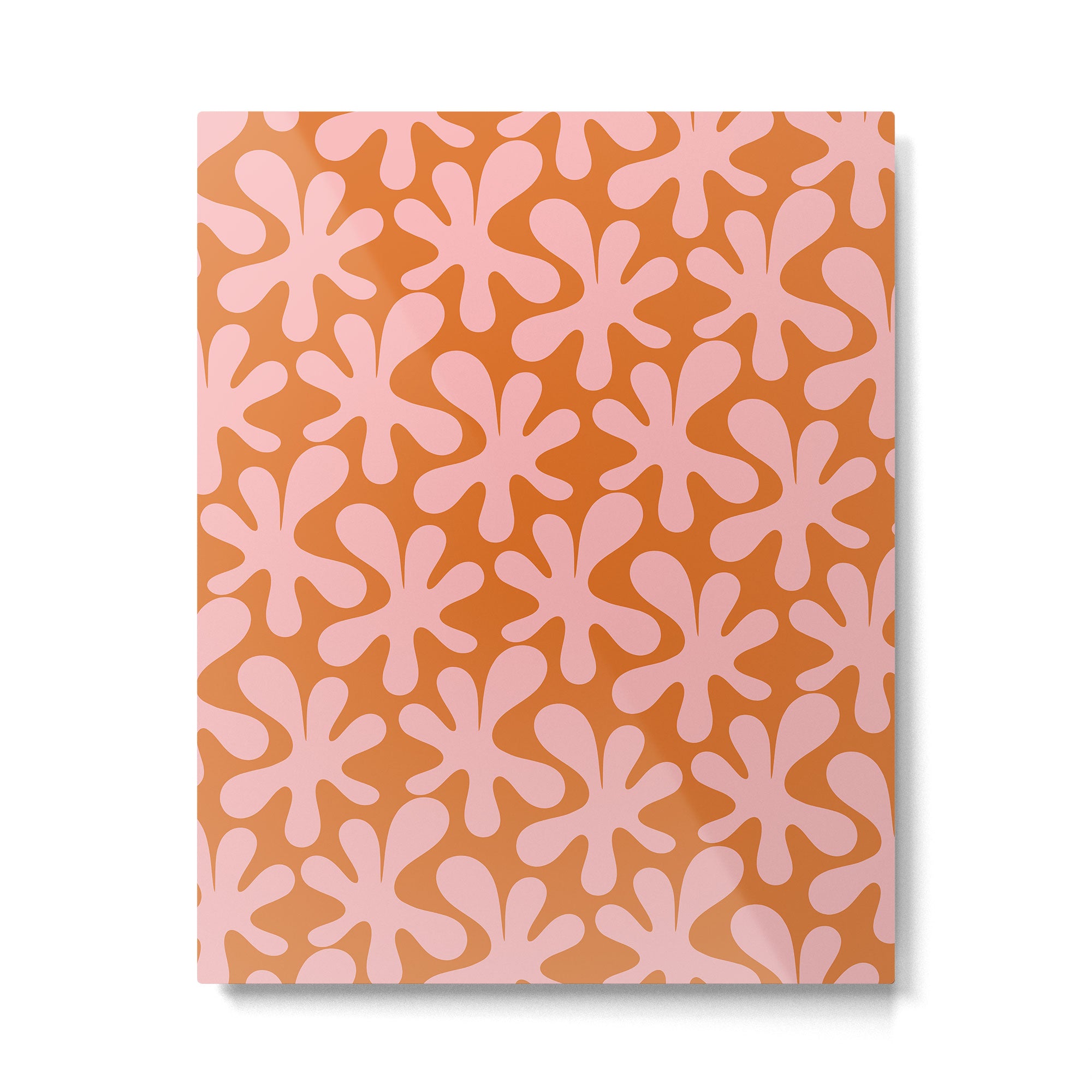 Funky Abstract Amoeba Dance Pattern Blush Pink and Orange Metal Print Gallery Image 4