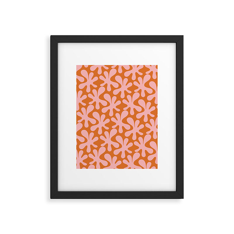 Funky Abstract Amoeba Dance Pattern Blush Pink and Orange Framed Art Print Gallery Image 5