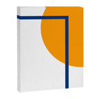 Fusion Abstract Modern Geometric Minimalist Pattern in White, Navy Blue, and Orange Yellow Marigold Canvas Print Gallery Image 8