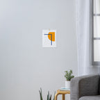 Fusion Abstract Modern Geometric Minimalist Pattern in White, Navy Blue, and Orange Yellow Marigold Art Print Gallery Image 3