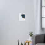 Fusion Minimalist Geometric Abstract in Mustard Yellow, Navy Blue, and White Art Print Gallery Image 3