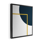 Fusion Minimalist Geometric Abstract in Mustard Yellow, Navy Blue, and White Framed Canvas Print Gallery Image 2