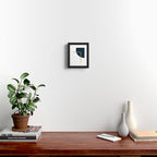 Fusion Minimalist Geometric Abstract in Mustard Yellow, Navy Blue, and White Framed Art Print Gallery Image 2