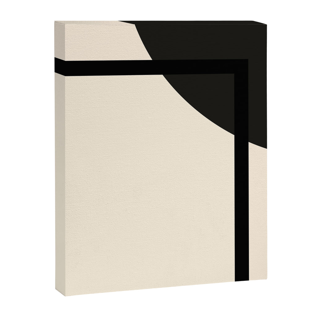 Fusion - Minimalist Geometric in Black and Almond Cream Canvas Print Gallery Image 8