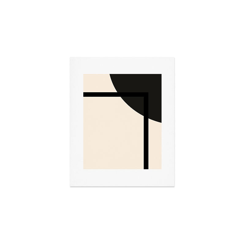 Fusion - Minimalist Geometric in Black and Almond Cream Art Print Gallery Image 1