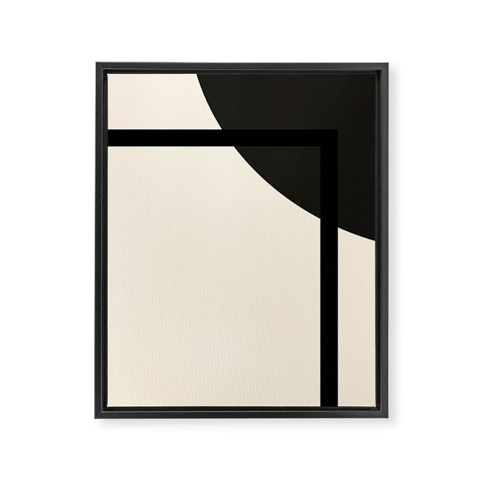 Fusion - Minimalist Geometric in Black and Almond Cream Framed Canvas Print Gallery Image 1