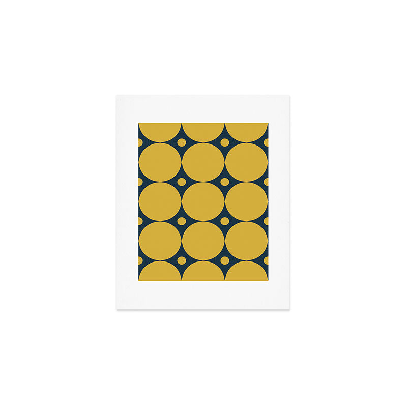 Futura Mid-century Modern Minimalist Abstract Pattern in Mustard Yellow and Navy Blue Art Print Gallery Image 1