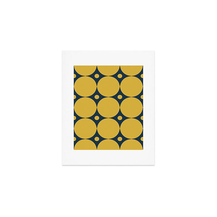 Futura Mid-century Modern Minimalist Abstract Pattern in Mustard Yellow and Navy Blue Art Print Gallery Image 1