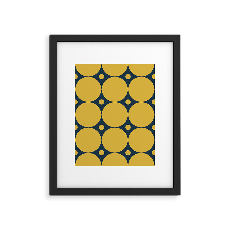 Futura Mid-century Modern Minimalist Abstract Pattern in Mustard Yellow and Navy Blue Framed Art Print Gallery Image 6