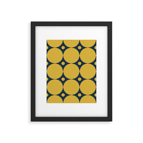 Futura Mid-Century Modern Minimalist Abstract Pattern In Mustard Yellow And Navy Blue Framed Art Print Gallery Image 6