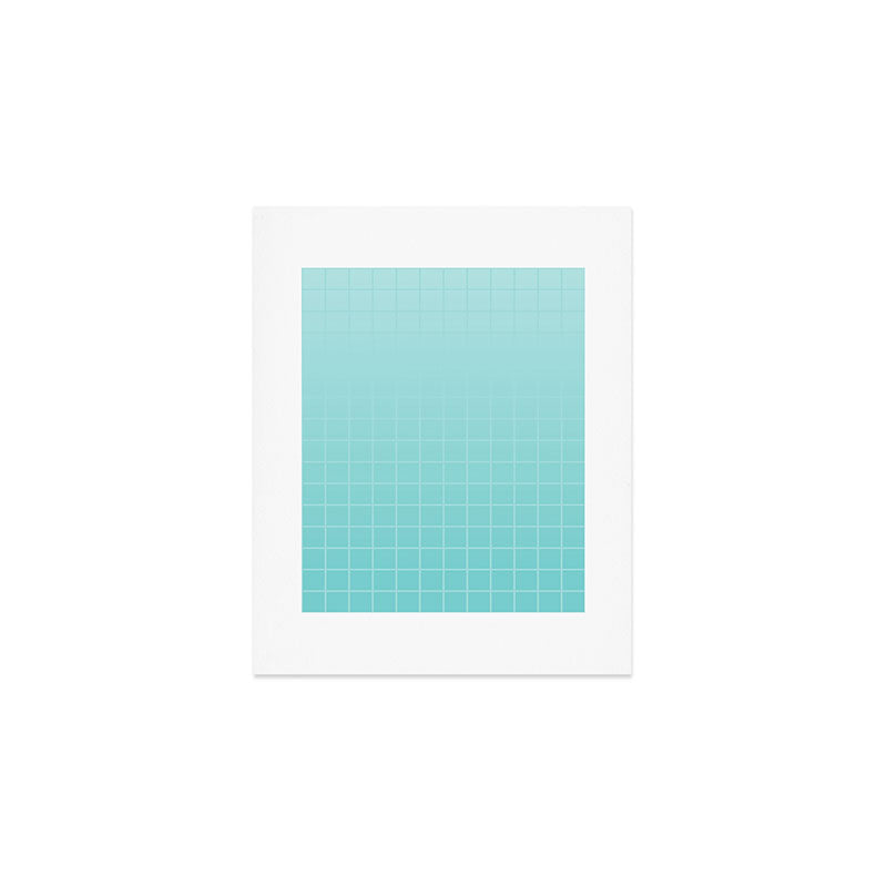 Future Grid Pattern in Aqua Teal Art Print Gallery Image 1