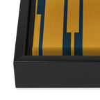 Geo Chain Dark Mustard and Navy Blue Geometric Block Stripes Vertical Pattern Framed Canvas Print Gallery Image 3