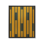 Geo Chain Dark Mustard and Navy Blue Geometric Block Stripes Vertical Pattern Framed Canvas Print Gallery Image 8